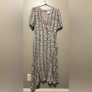 Greylin Black and Gray Snake Print Midi Dress